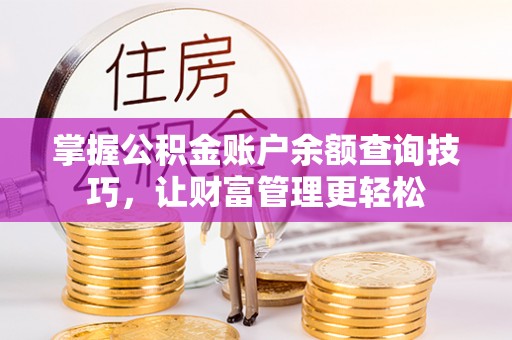 国姓掌握公积金账户余额查询技巧，让财富管理更轻松