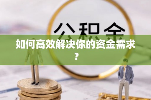 国姓如何高效解决你的资金需求？