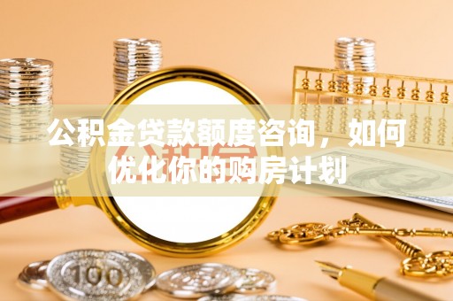 国姓公积金贷款额度咨询，如何优化你的购房计划