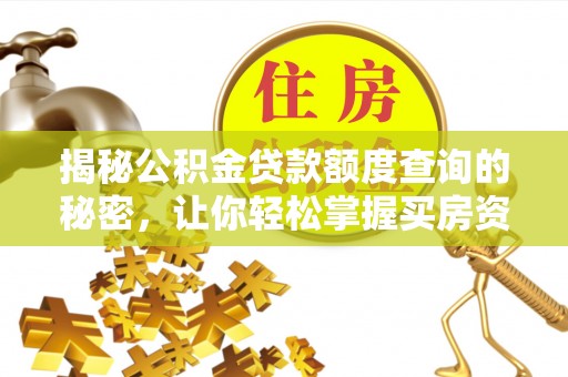 国姓揭秘公积金贷款额度查询的秘密，让你轻松掌握买房资金规划