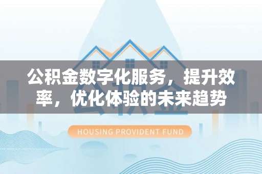 国姓公积金数字化服务，提升效率，优化体验的未来趋势